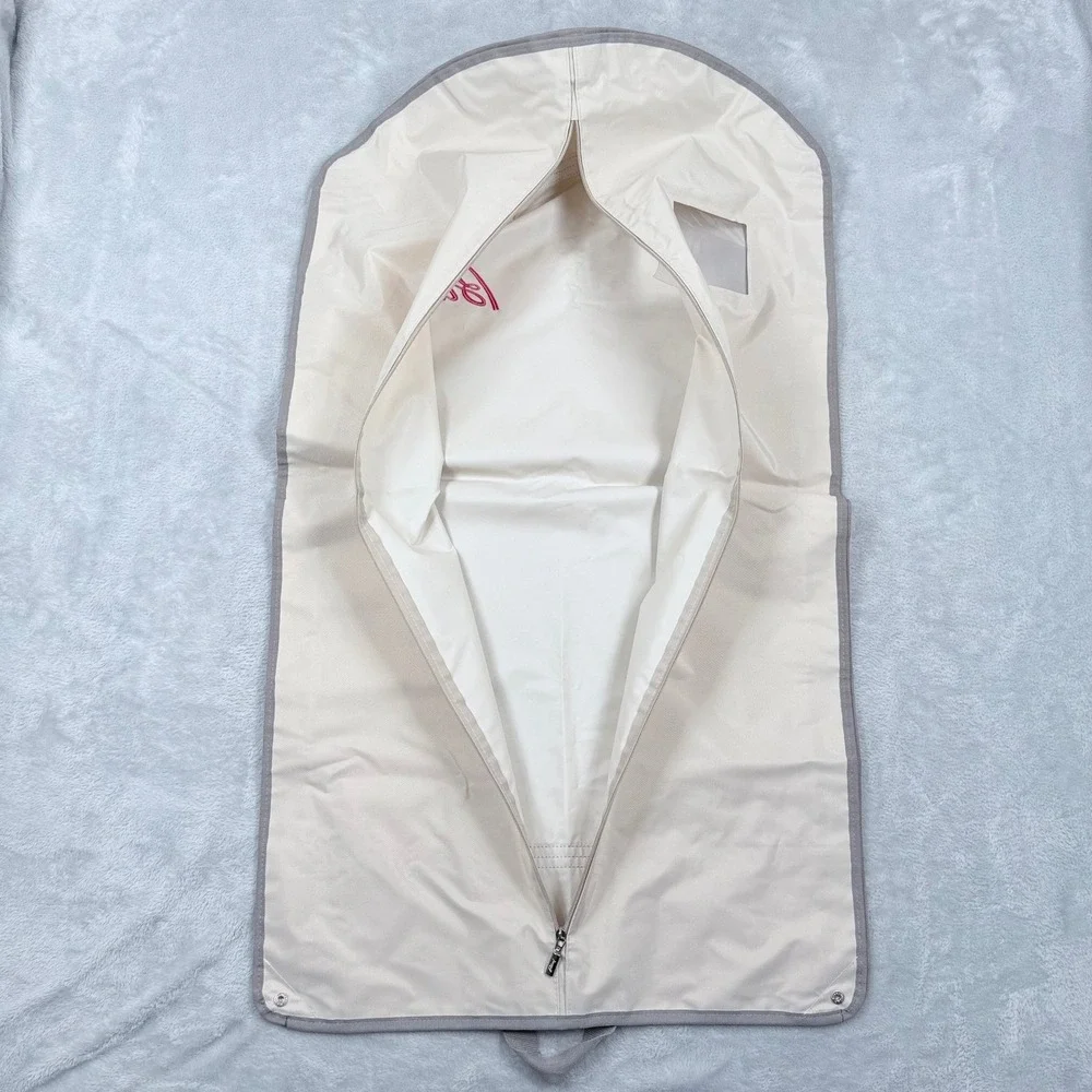 Brioni Garment Bag Cream Grey Logo Hanging Folding Suit Carrier Travel Cover 073